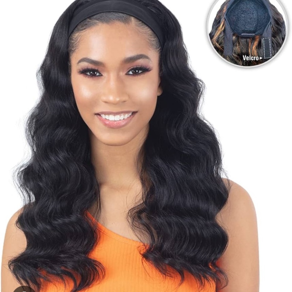Black Headband Synthetic Wig
